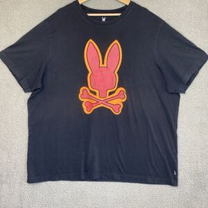 Psycho Bunny Mens Black Pima Cotton SS Crew Neck Graphic T-Shirt Tee Size 3XL